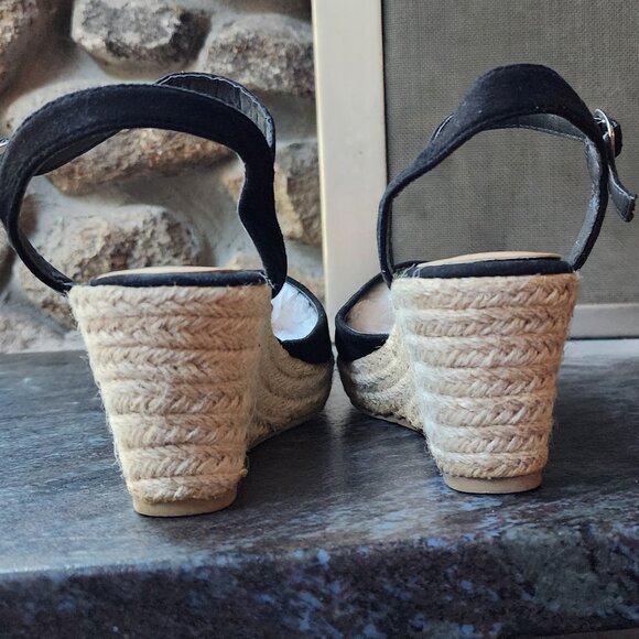 Primark Black Textile Strappy Wedges Size 7 - Picture 16 of 16